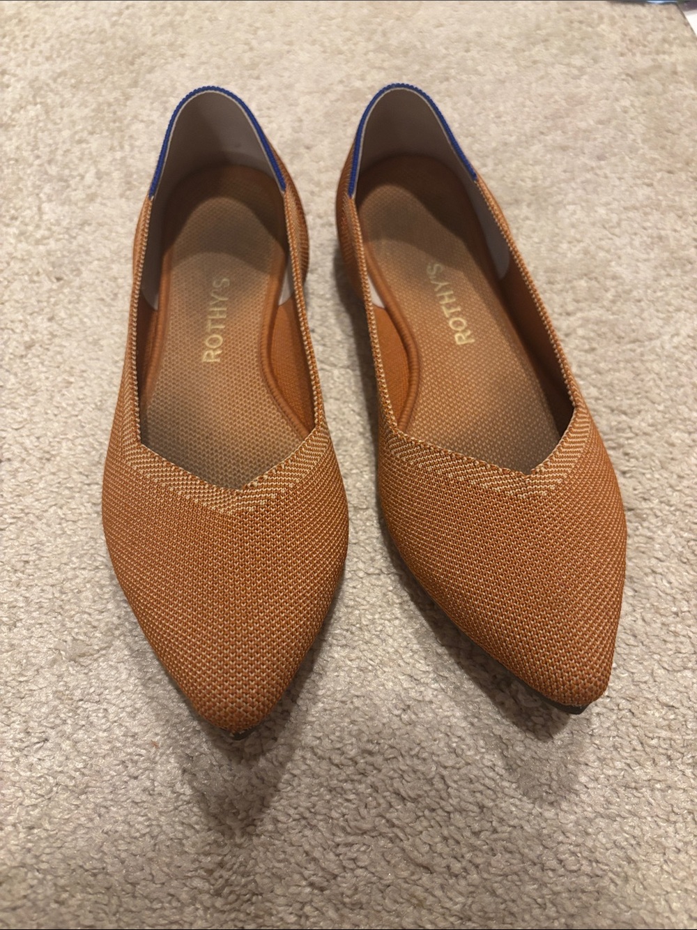 Rothy's Pointed Flats Cognac Tan Size 9